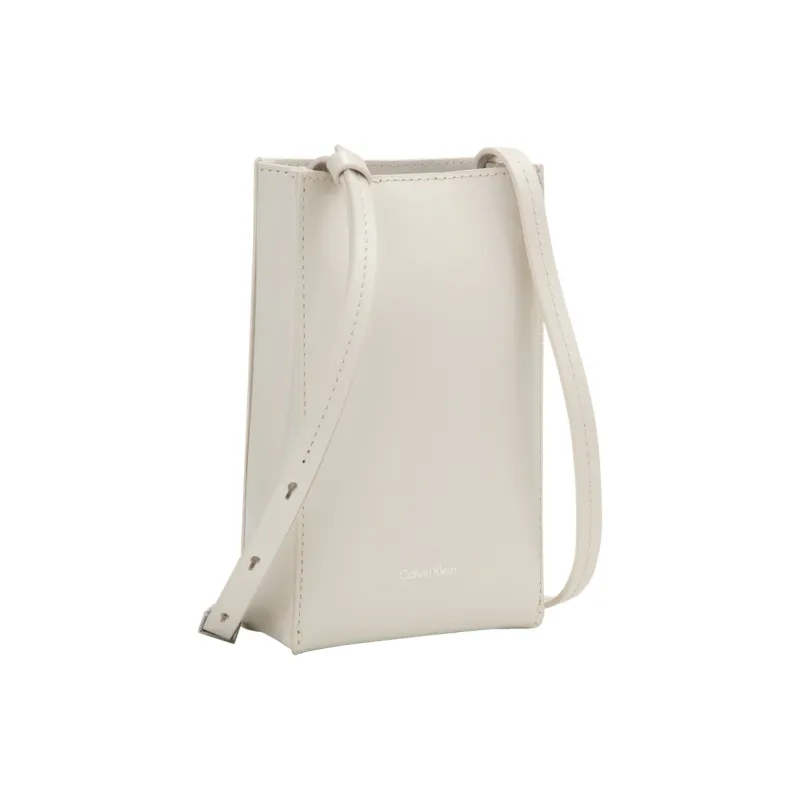 CALVIN KLEIN SS25 Cow Leather Crossbody Bag Medium Size Women's Light Brown-1