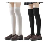 Over-The-Knee Socks[White 1 Pack, Black 1 Pair]