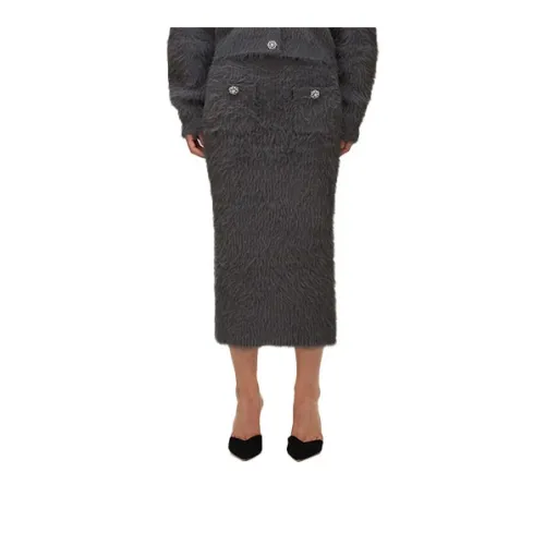Self-portrait Casual Long Skirts Women's Light Gray