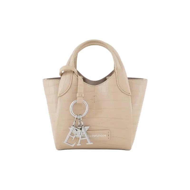 EMPORIO ARMANI Polyester Tote Bag, Shopping Bag, Crossbody Bag, Handbag Women's Beige-0