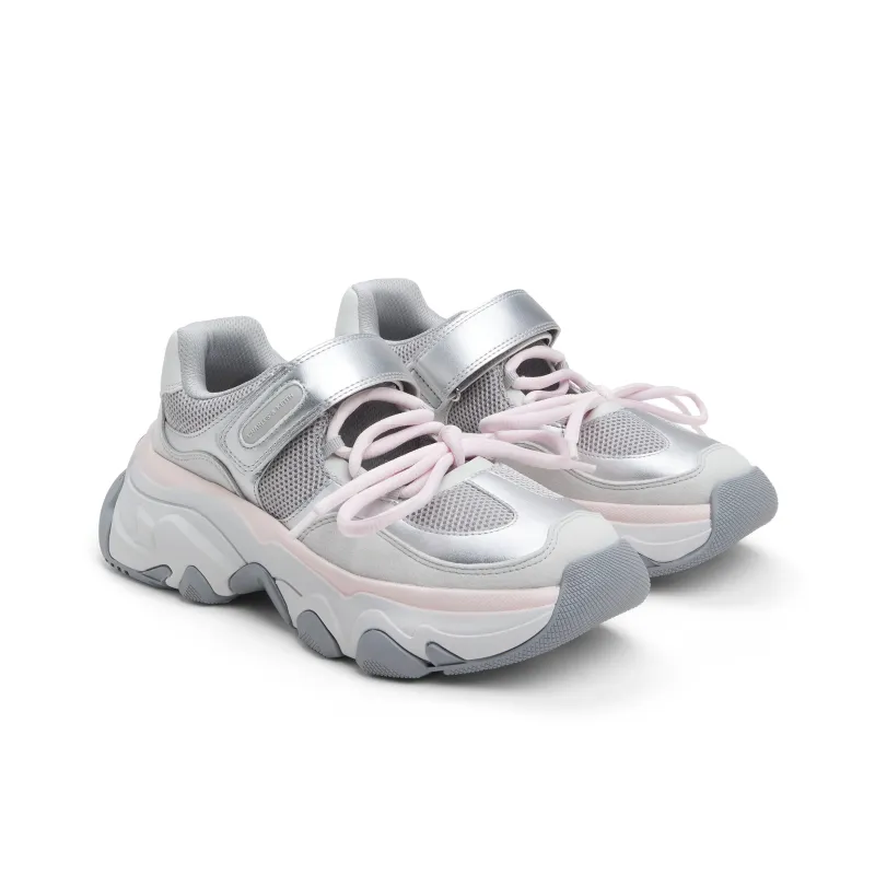 CHARLES&KEITH Small Ck Slip Resistant Height Increasing Low Top Chunky Sneakers 5cm Women's Light Pink Light Pink-1