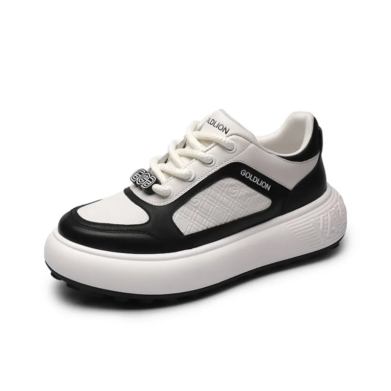 GOLDLION Slip Resistant Low Top Skateboard Shoes Men's White/Black-1
