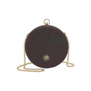 Ancient Yi Xi Mulberry Silk Round Bag Shoulder Bag Small Size Women's Dark Red Brown