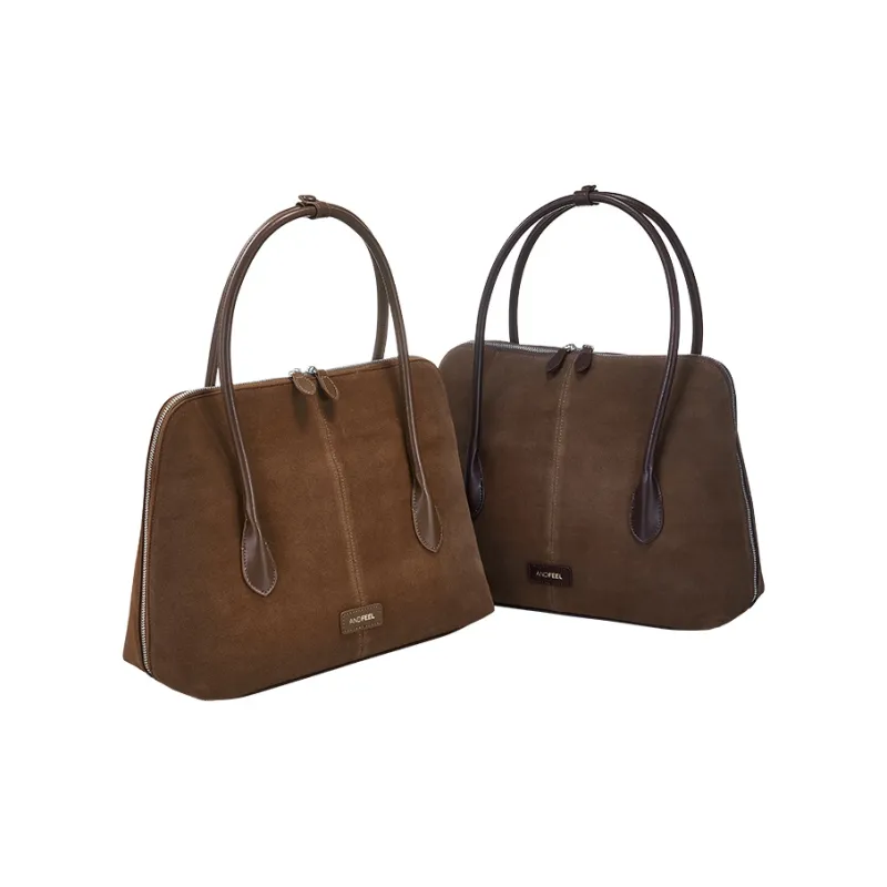 ANDFEEL Suede Surface Cow Leather Shoulder Bag Regular Women's Light Brown/Dark Brown-8