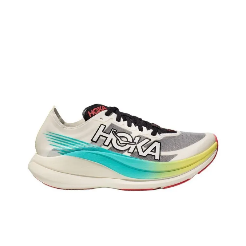 HOKA ONE ONE ROCKET X 2 Anti Slip Wear Resistant Low Top Casual Running Shoes Unisex White Gray Blue-1