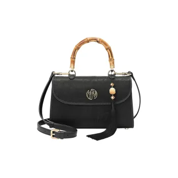 Ancient Yi Xi Mulberry Silk Cheongsam Vintage Handbag, Crossbody Bag Medium Size Women's Black