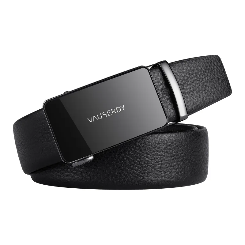 VAUSERDY Cow Leather Youth Fashion Trend Men's Black 3.5cm-0