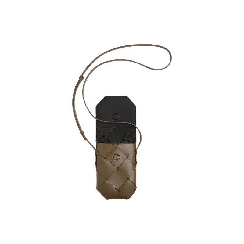 Bottega Veneta Cow Leather Cell Phone Pouch Unisex Seaweed Green & Volcanic Gray-1