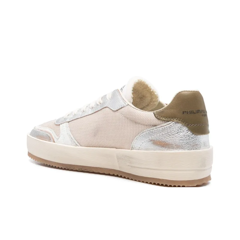 PHILIPPE MODEL Nice Low Top Skateboard Shoes Men's Beige-3