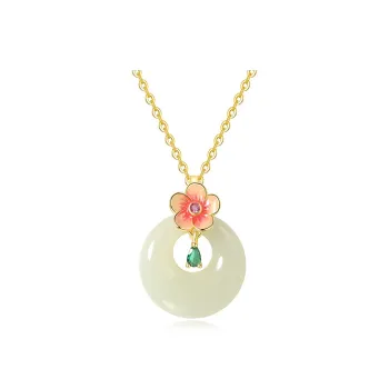 Gold Of China Necklaces Pale Greenish White Jade Unisex