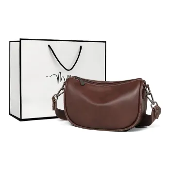 MILLIE'S Cow Leather Shoulder Bag Crossbody Bag Pillow Bag Regular Women's Brown