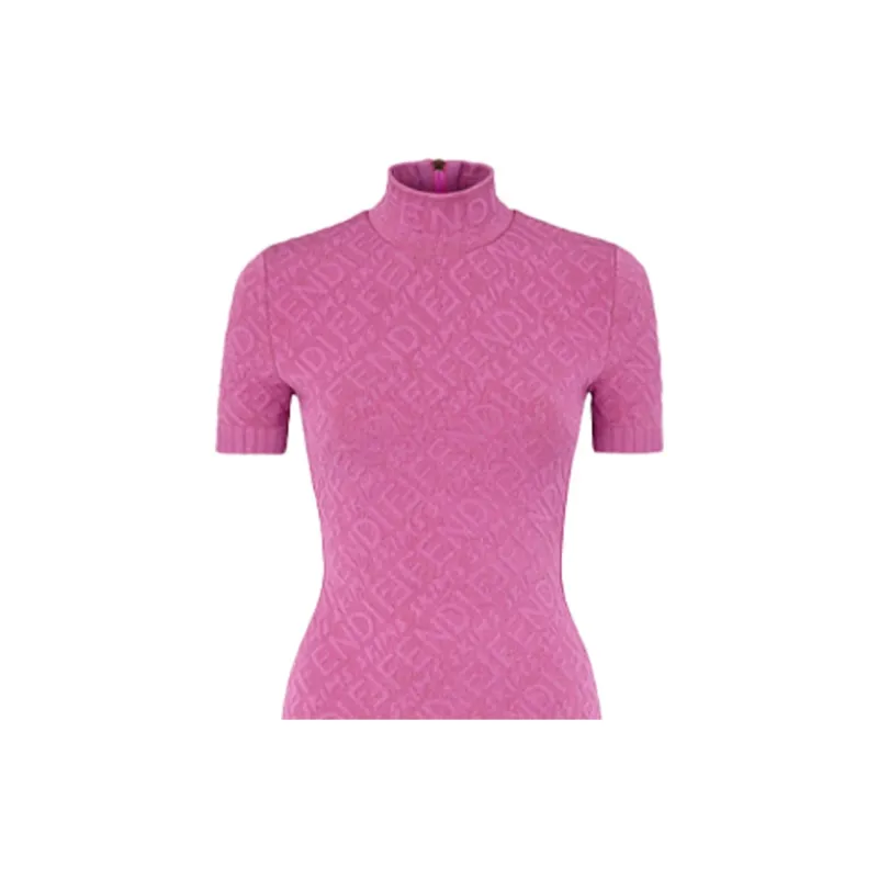 FENDI X Skims Embossed Short Sleeve Dress Colorado-4