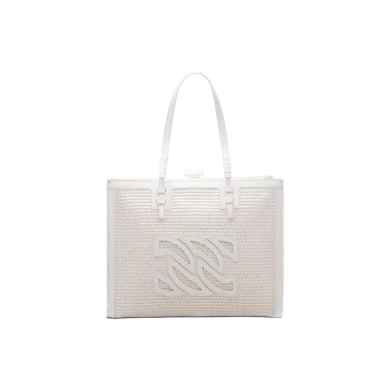 Casadei Cotton Tote Bag, Shopping Bag, Shoulder Bag Women's White-0