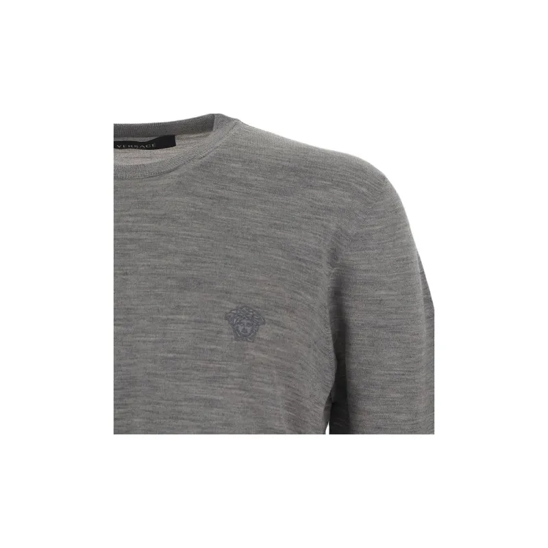 VERSACE Logo Embroidered Crewneck Knitted Jumper-2