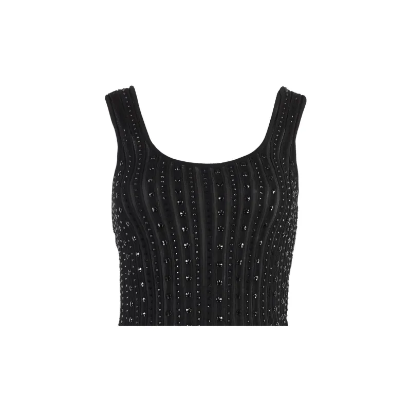 VERSACE Plissé knit Sleeveless Minidress-2