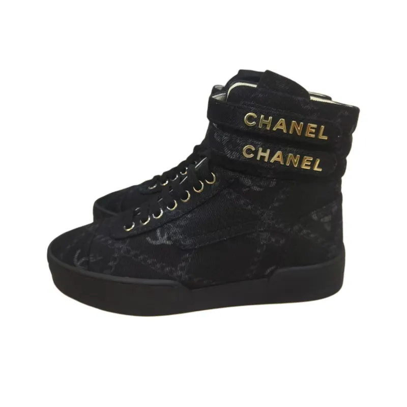 CHANEL High Top Skateboard Shoes Women's Black-1