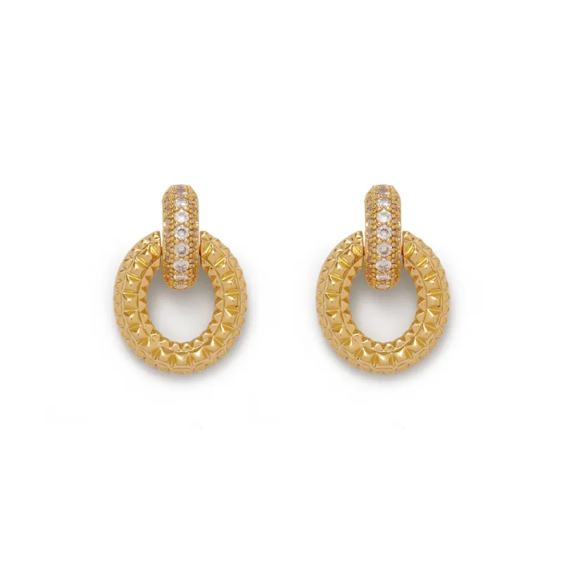 RSNY Gold Plated Copper Stud Earrings Women's-0