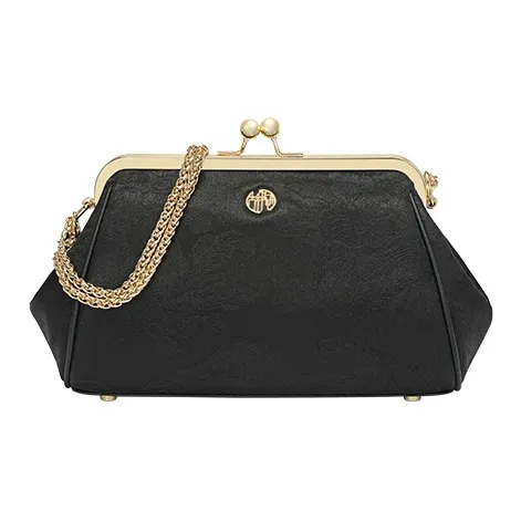 Ancient Yi Xi Mulberry Silk Shoulder Bag, Crossbody Bag Small Size Women's Black