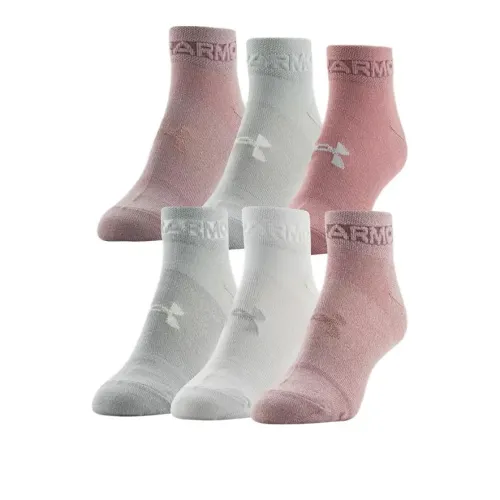 Under Armour Women's UA Essential 6-Pack Low Cut Socks Ankle Socks Women's 6 Pack Pink/White