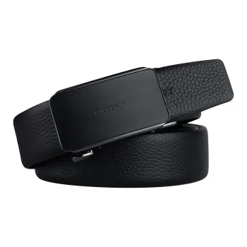 VAUSERDY Top Grain Cow Leather Fashion Trend For Young People Versatile Men's Black 3.5cm