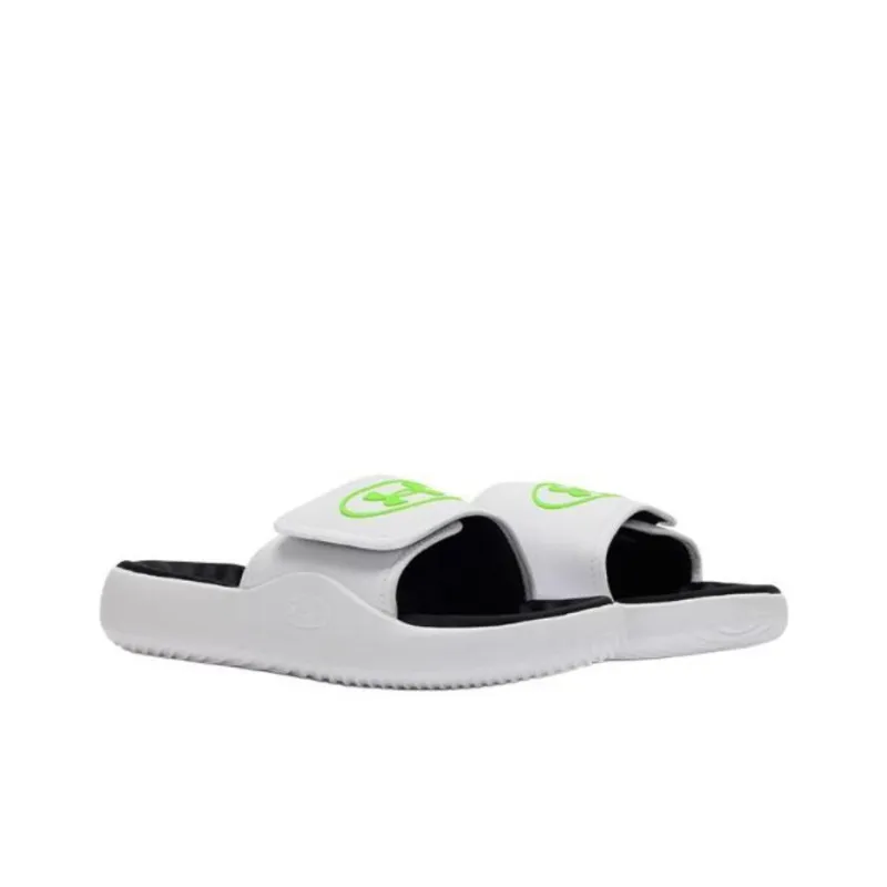 Under Armour Ignite Pro Slip Resistant Odor Resistant Slide Slippers Men's White Green-2