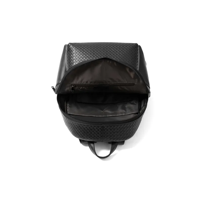 FAIRWHALE Top Grain Cow Leather Backpack Unisex Black-3