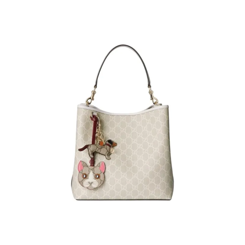 GUCCI GG Emblem GG Monogram Coated Canvas One Shoulder Handbag Trumpets Women's Beige & White-3