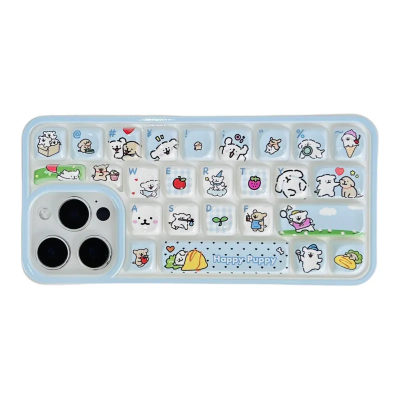 Wei Xin TPU Material Puppy Keyboard Phone Cases Compatible With IPhone 16/15 Pro Max/Apple 13/14 Pro/Max-4
