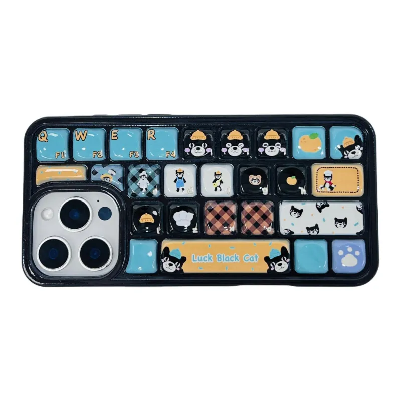 Wei Xin TPU Material Black Lucky Cat Phone Cases Compatible With IPhone 16/15 Pro Max/Apple 13/14 Pro/Max-4