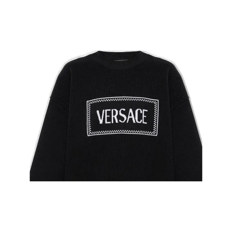 VERSACE Logo Embroidered Crewneck Swearter-3