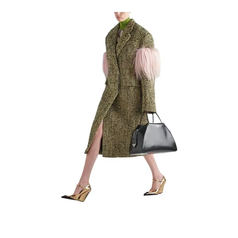 PRADA Fringed Chevron Knitted Coat-2