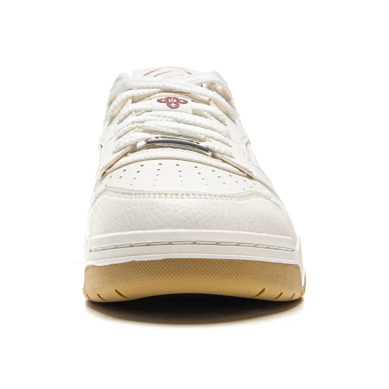 LINING Moon White 3 Skateboard Shoes Men Low Top White Red-4
