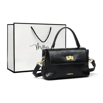 MILLIE'S Cow Leather Shoulder Bag Handbag Crossbody Bag Regular Women's Black/Mocha