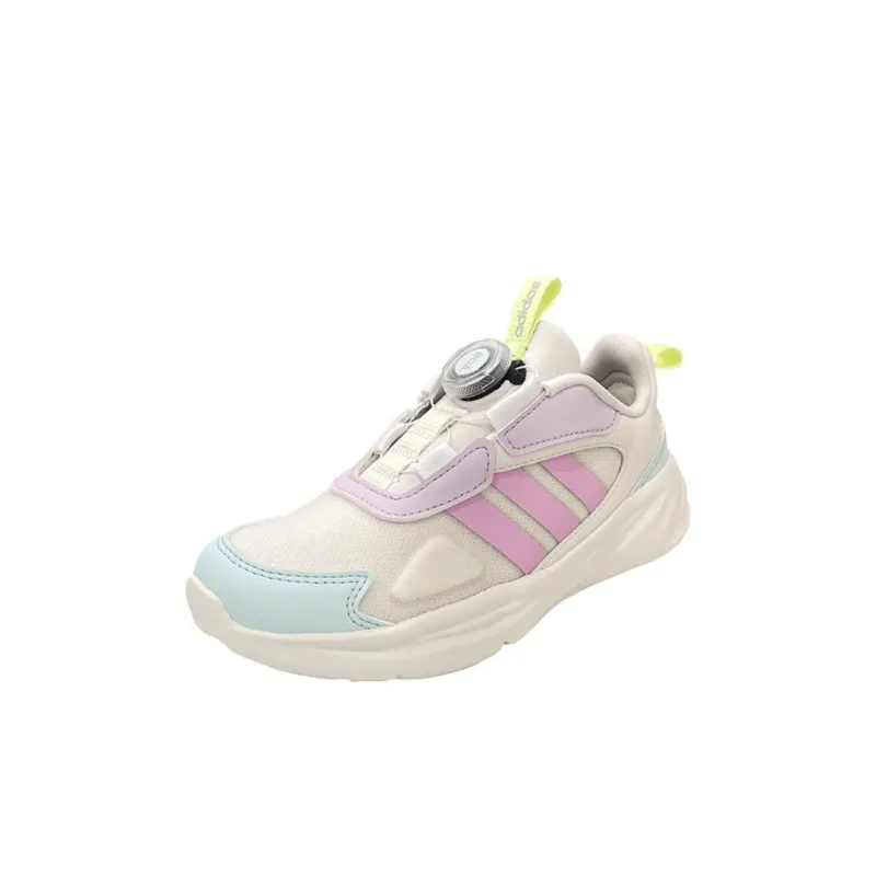 Adidas Ozelle Abrasion Resistant Lightweight Cushioning Breathable Low Top Kids' Running Shoes Beige/Pink/Blue Kids'-3