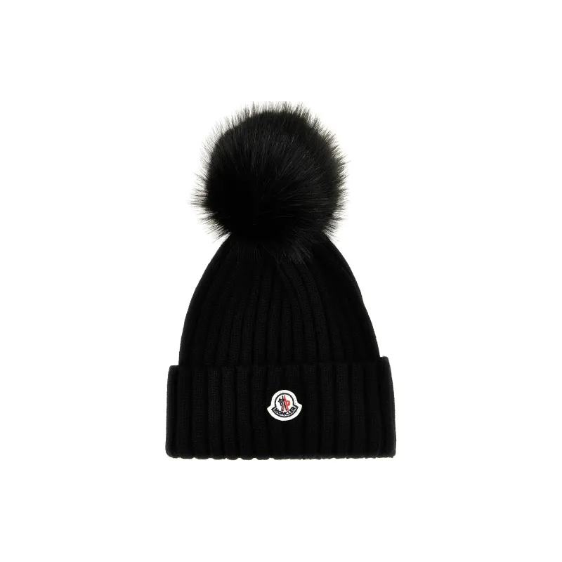 Moncler Pom Pom Logo Patch Knitted Beanie-0