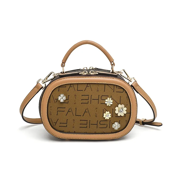 Vigno Synthetic Leather Shoulder Bag Crossbody Bag Handbag Regular Women's Brown/Ecru/Coffee-3