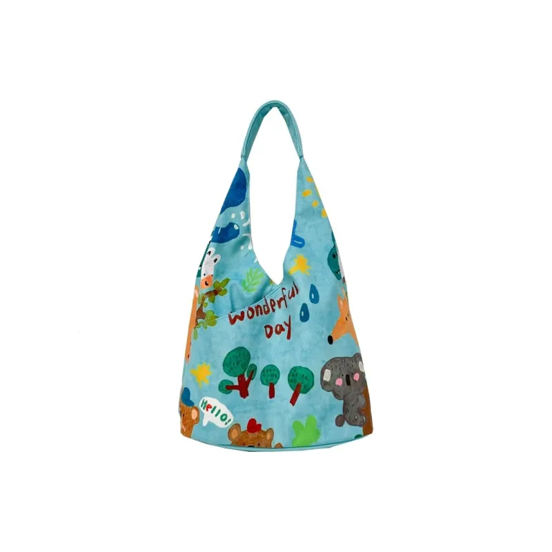 Kaka Tree Canvas Bag, Shoulder Bag Unisex White/Brown/Yellow-14