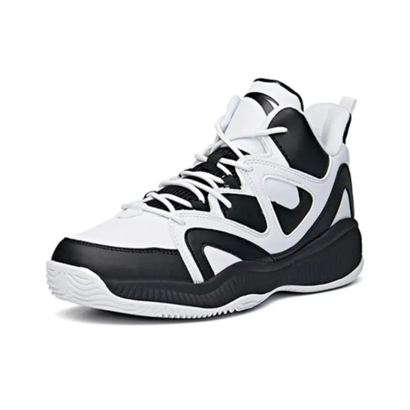 Anta Basketball Collection Cushioning Wear-Resistant Mid-Top Vintage Basketball Shoes Men's White Black-2