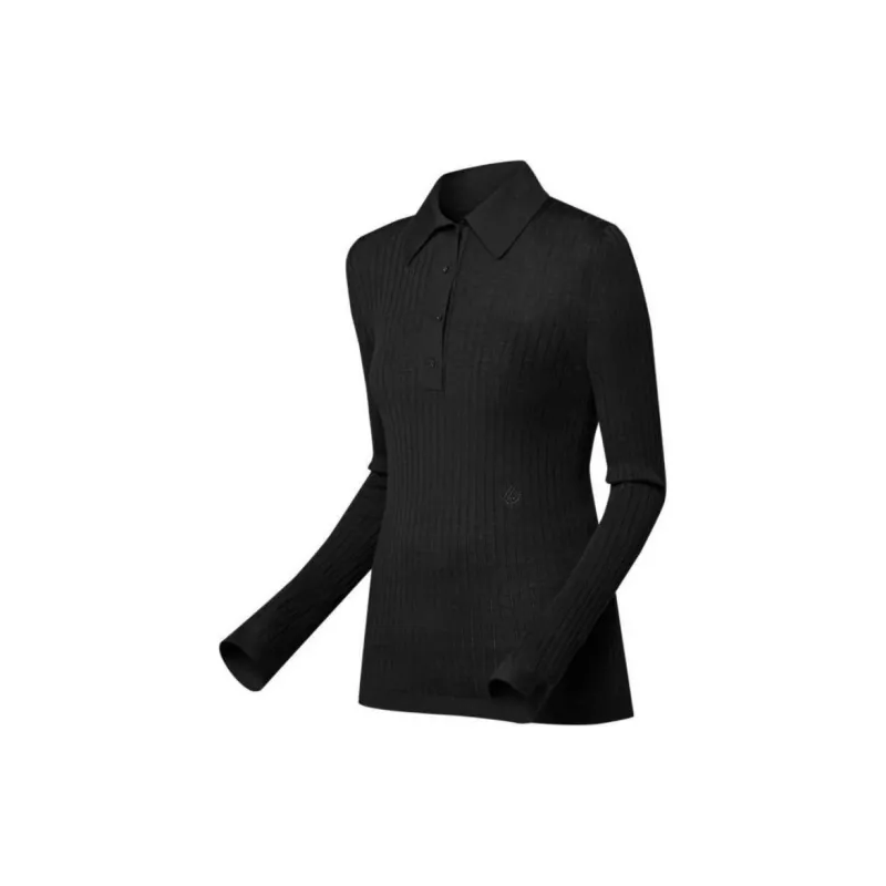 LOUIS VUITTON Long Sleeved Rib Knit Polo Top-2