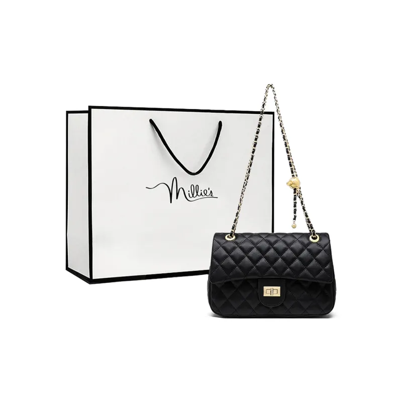 MILLIE'S Cow Leather Small Square Bag Shoulder Bag Crossbody Bag Regular Women's Black-0