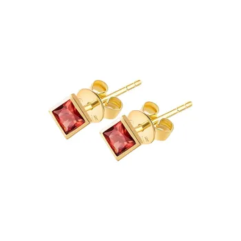 YIN 18K Gold Stud Earrings Women's Gold/Red