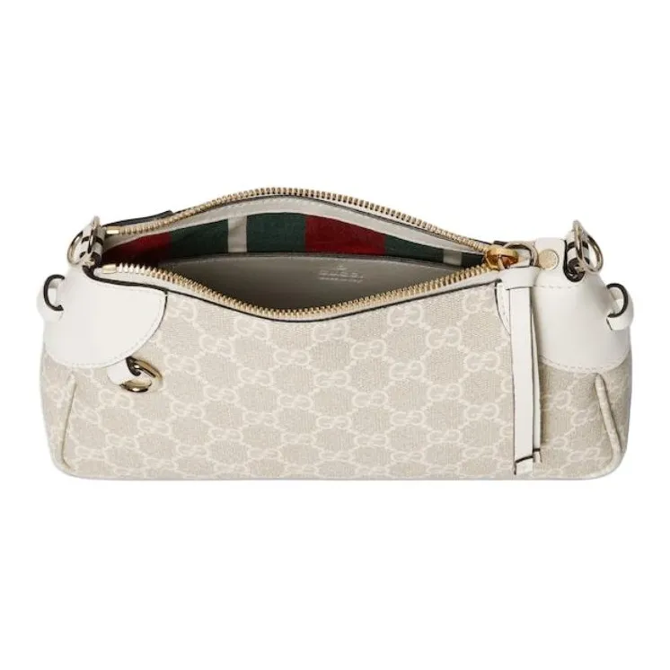 GUCCI GG Emblem Coated Canvas Handbag, Shoulder Bag Trumpets Women's Ecru-6