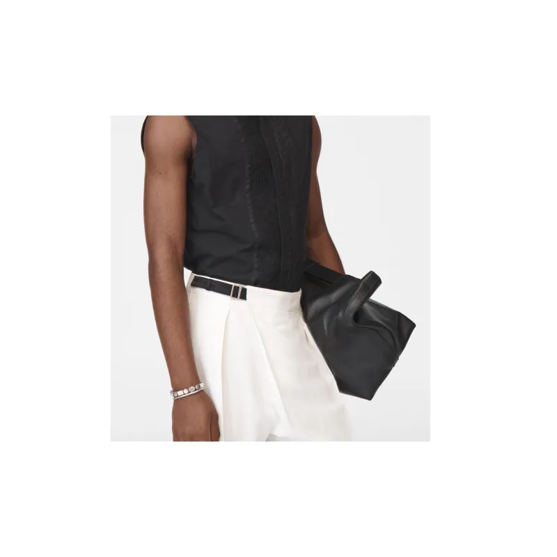 ZARA Cow Leather Shoulder Bag, Crossbody Bag Regular Men's Black-3