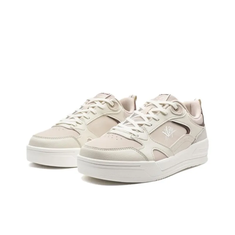 XTEP Slip Resistant And Abrasion Resistant Coverage Low Top Skateboard Shoes Women's Beige-2