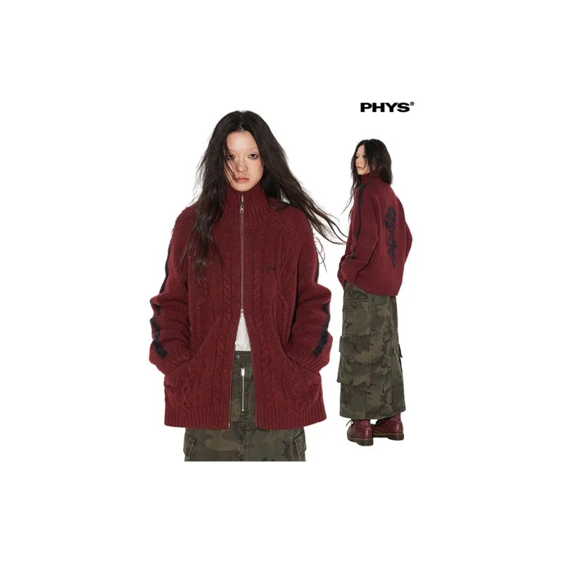 WULISHAONIAN Color Blocking Wool Woven Coat Cool Guy Unisex Sweater-2