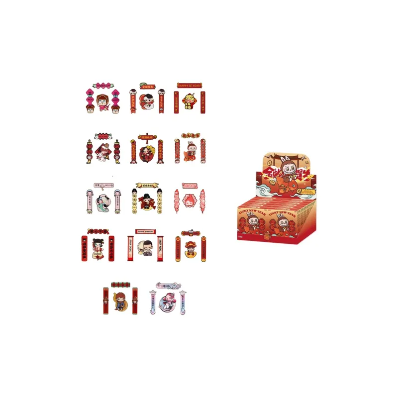 POP MART Mini Spring Festival Couplets Refrigerator Stickers Blind Box Products Single Mystery Box/Full Box 12 Pcs-0
