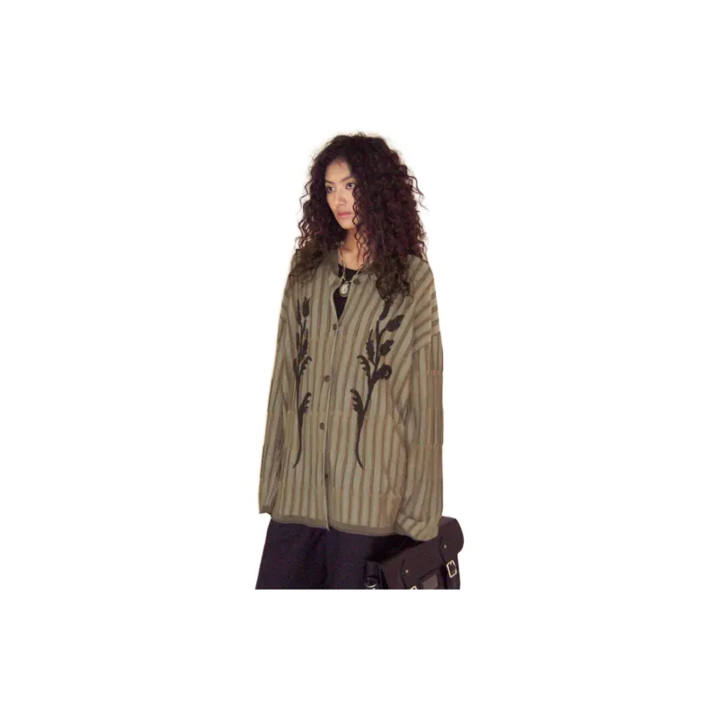 WULISHAONIAN Knitwear Unisex Brown Green-1
