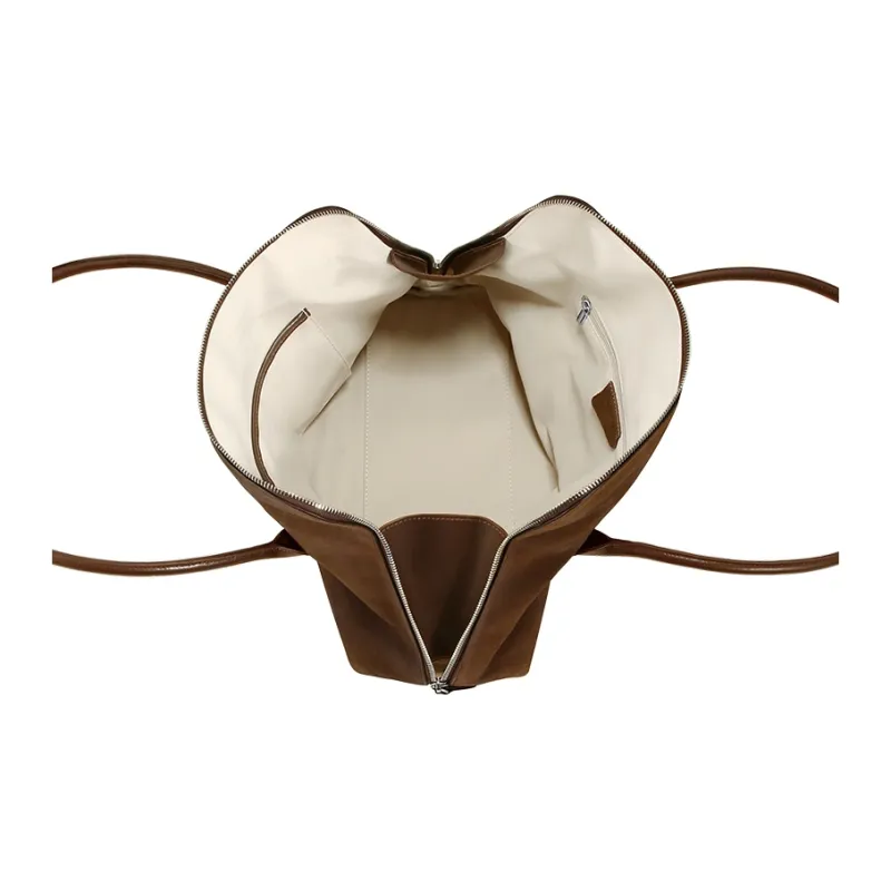 ANDFEEL Suede Surface Cow Leather Shoulder Bag Regular Women's Light Brown/Dark Brown-5
