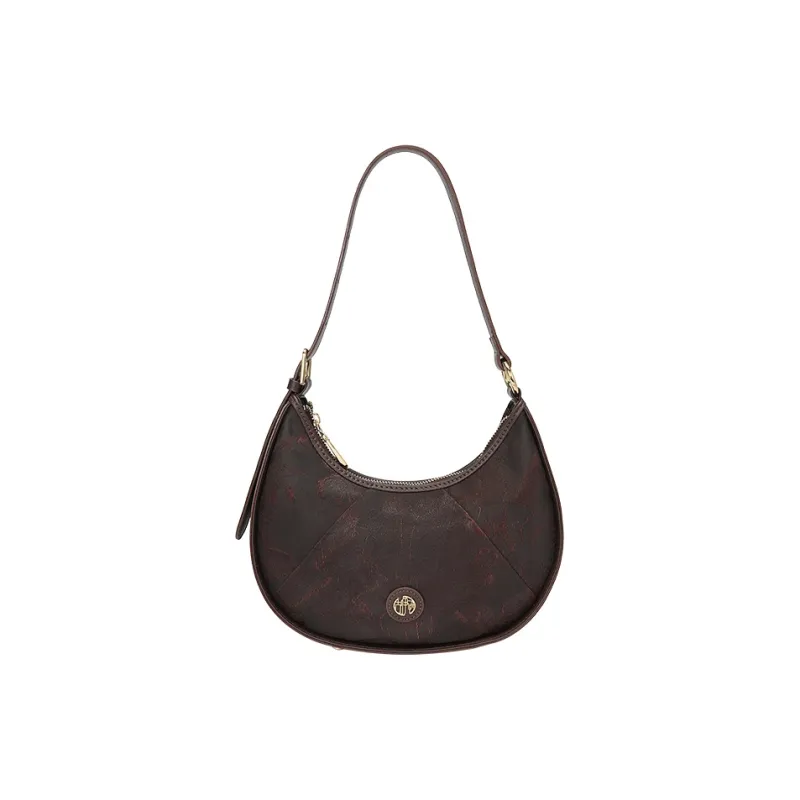 Ancient Yi Xi Mulberry Silk Cheongsam Handbag Shoulder Bag Small Size Women's Dark Red Brown-0