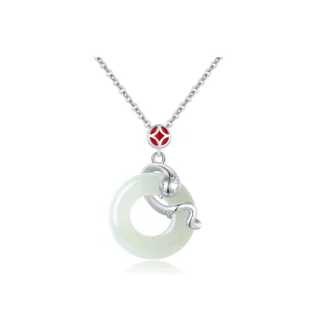 Emerald Dynasty Hetian Jade Necklaces White Jade/Pale Greenish White Jade Women's